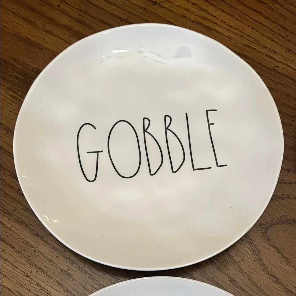 Rae Dunn Ivory 'Gobble' Dessert/Salad Melamine Plates, set of‎ 4